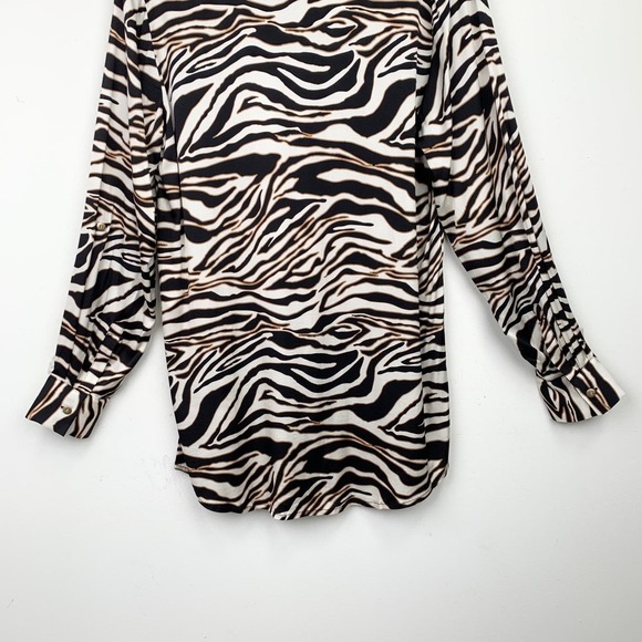 NWT Chloe Kristyn Zebra print Tie Blouse with Belt Size M - Picture 12 of 14